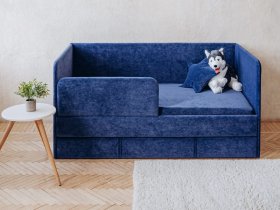 Диван-кровать Happy (синий) в Мамоново - mamonovo.mebel-nsk.ru | фото