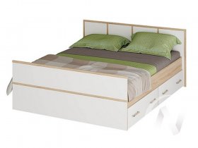 Двуспальная кровать 1,4м Сакура (дуб сонома/белый) в Мамоново - mamonovo.mebel-nsk.ru | фото
