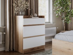 Комод 3 ящика Брауни (дуб делано/белый) в Мамоново - mamonovo.mebel-nsk.ru | фото