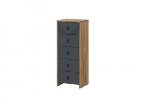 Комод 5ящ. Байкал (дуб крафт золотой/графит) в Мамоново - mamonovo.mebel-nsk.ru | фото