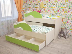 Кровать детская двухуровневая Радуга 80*160 в Мамоново - mamonovo.mebel-nsk.ru | фото