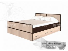Кровать двуспальная с ящиками 1,4м Сакура (BTS) в Мамоново - mamonovo.mebel-nsk.ru | фото