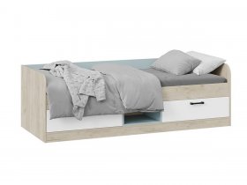 Кровать комбинированная «Оливер» Тип 1 401.003.000 (дуб крафт серый/белый/серо-голубой) в Мамоново - mamonovo.mebel-nsk.ru | фото