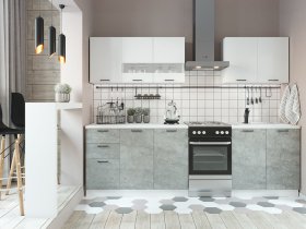 Кухонный гарнитур Дуся 2,0 м (белый глянец/цемент) в Мамоново - mamonovo.mebel-nsk.ru | фото