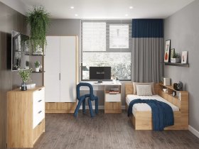 Модульная детская Ивис (дуб крафт золотой/белый) в Мамоново - mamonovo.mebel-nsk.ru | фото