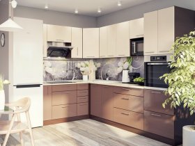 Модульная кухня Классика (ваниль/шоколад) в Мамоново - mamonovo.mebel-nsk.ru | фото