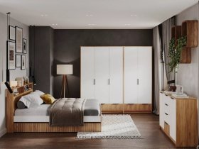 Модульная спальня Ивис (дуб крафт золотой/белый) в Мамоново - mamonovo.mebel-nsk.ru | фото