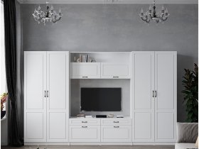 Модульная стенка Апполия (белый/белый дуб) в Мамоново - mamonovo.mebel-nsk.ru | фото