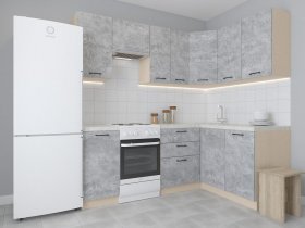 Модульная угловая кухня 1,4м*2,1м Лада (цемент) в Мамоново - mamonovo.mebel-nsk.ru | фото