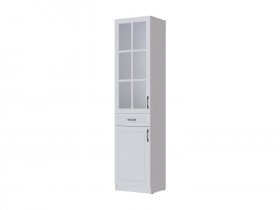 Пенал-витрина Апполия гостиная (белый/белый дуб) в Мамоново - mamonovo.mebel-nsk.ru | фото