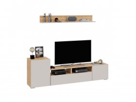 Стенка «Сильвия» (дуб крафт золотой/кашемир) в Мамоново - mamonovo.mebel-nsk.ru | фото