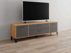 Тумба под ТВ Парус-13 (дуб крафт золотой/графит серый) в Мамоново - mamonovo.mebel-nsk.ru | фото